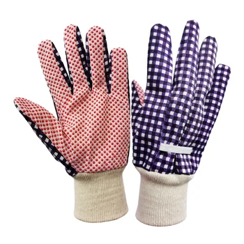 GM3004 Anti-slip Breathable Gardening Work Gloves Lady Floral Dotted Cotton Safety Hand Gloves for Women