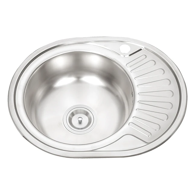 Ds 5745单碗圆形水槽带排水板玻璃水槽不锈钢盆三角水槽 Buy 带喷嘴的修脚水槽浴室水槽花岗岩水槽护罩 厨房水槽 带研磨机的顶部安装水槽