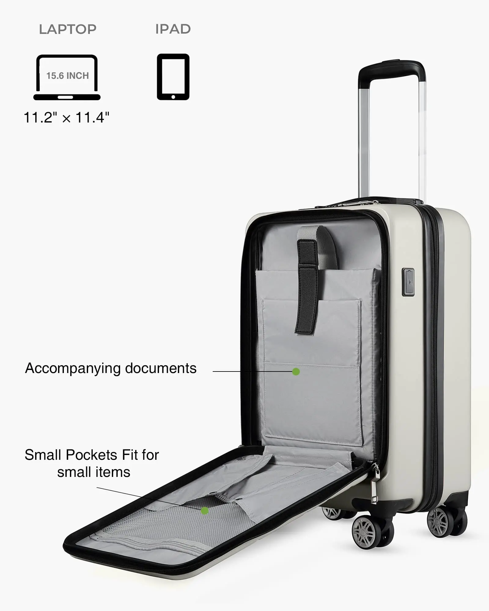 Luggage Airline Approved With Laptop Compartment,Pc Hard Case Luggage