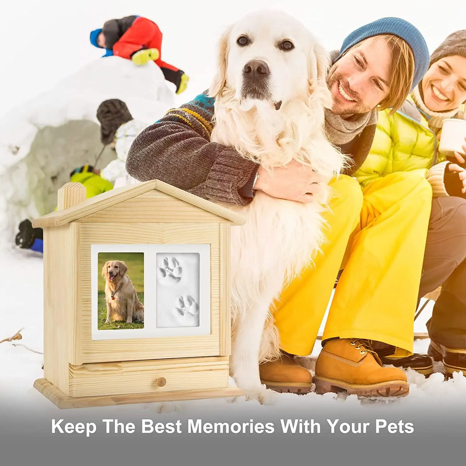 Sturdy 15x23x25 Inches Wooden Pet Memorial Gifts With Clay Paw Print ...