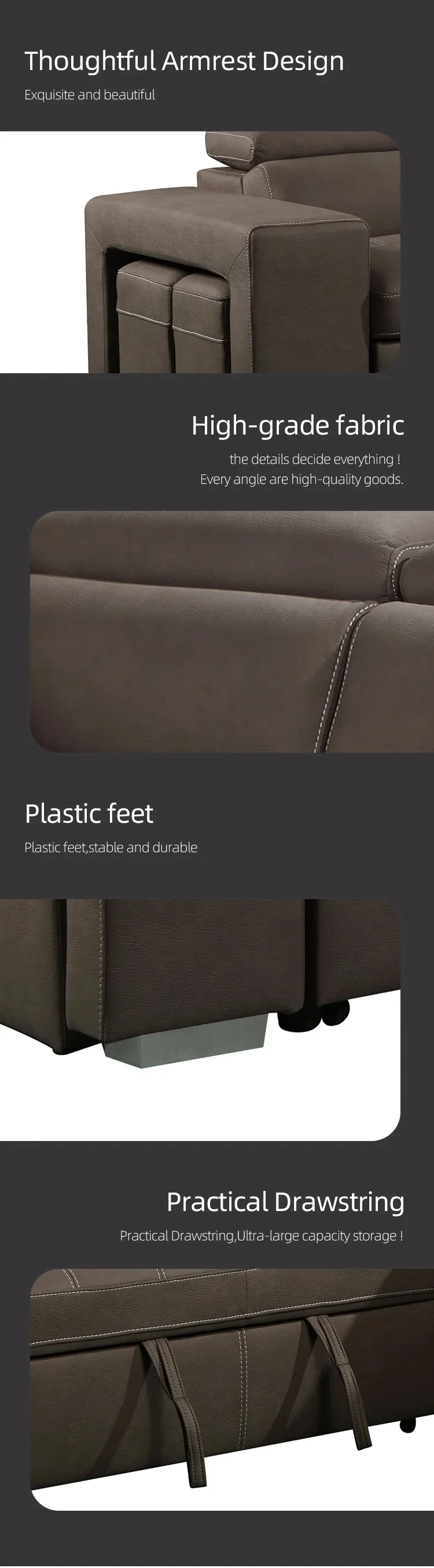 Sectional Sofa Fabric Corner Living Room Sofa With Pulled Out Bed 3