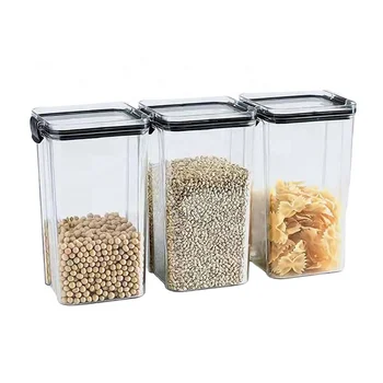 3PCS Set Organic Kitchen Storage Containers Single-Tier Transparent Airtight BPA-Free Clear Plastic Food Storage Boxes 1300ml