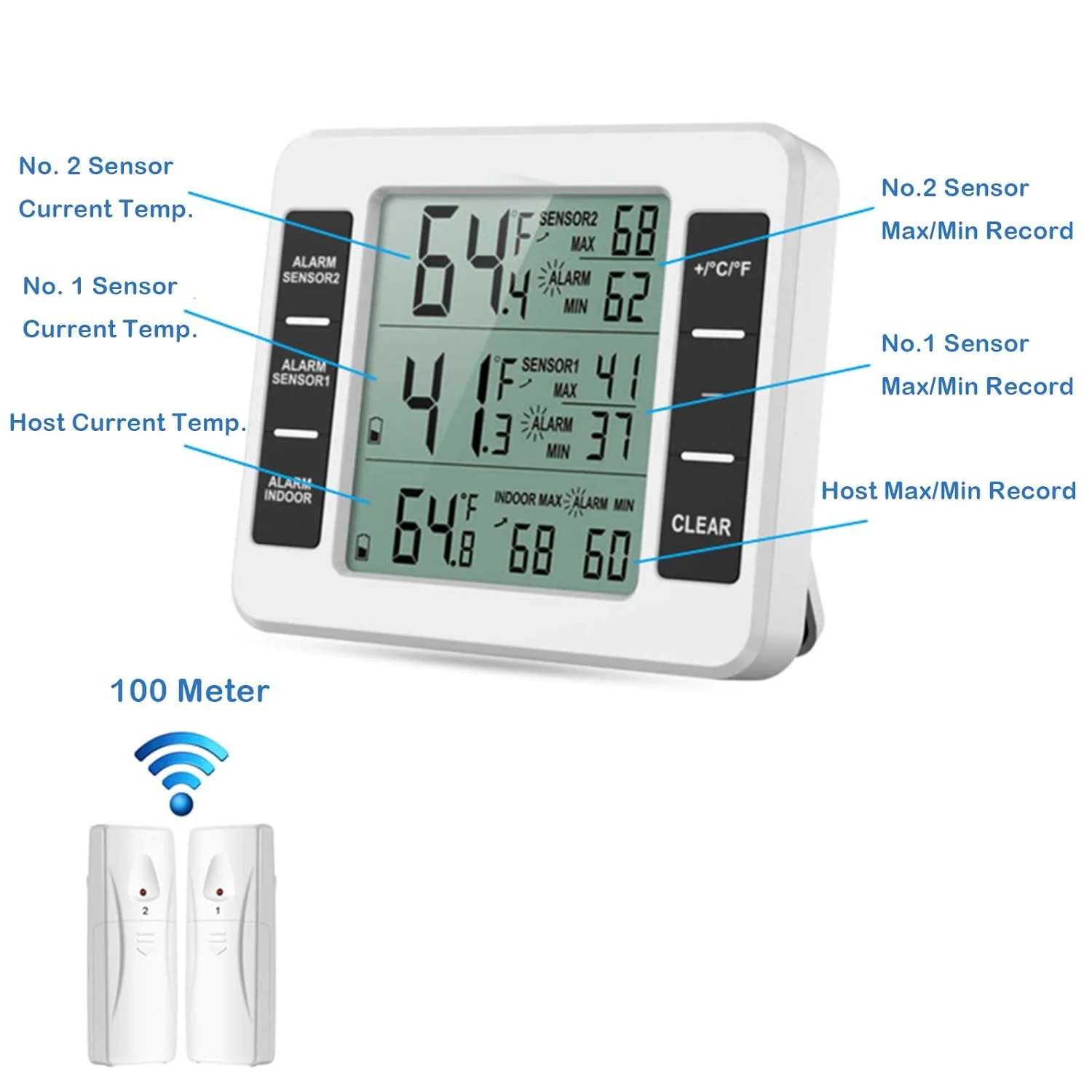 ORIA Wireless Freezer Thermometer, Digital Refrigerator