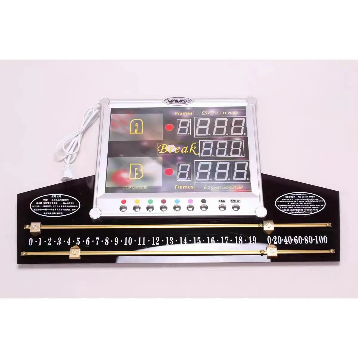 Tafel scorebord met afstandsbediening en 2x horloge bediening