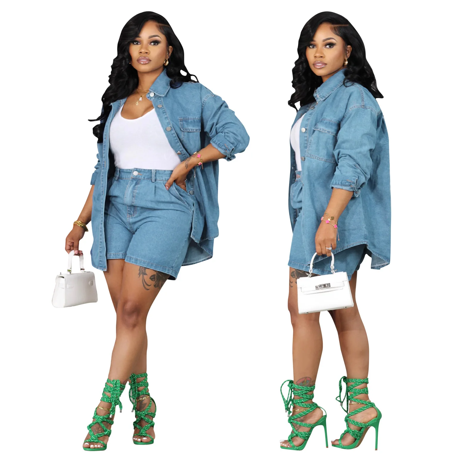 Shop Our AL250 Streetwear Jeans Short Sets for Women