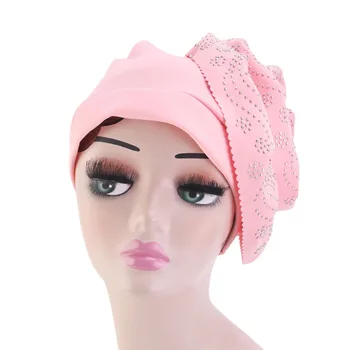 Wholesale New Fashion Muslim Hijab Headscarf Big Flower Head Wrap Turban Hat For Women Headwrap African Turban Hats