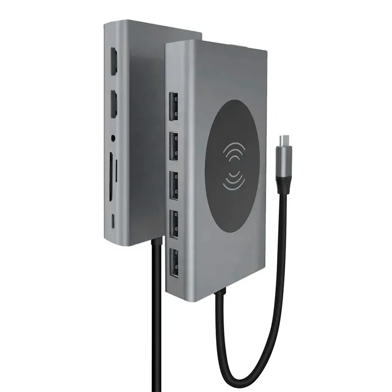 If you are searching for a supplier of a product with perfect quality control and highly competitive prices, which gives you an advantage in expanding your local market, then contact us now!  Competitive suppliers of  Type C Hub With Wireless Charging 14 in 1 Dual HDTV Gigabyte Lan RJ45 1000Mbps Sd Tf for Laptop 14-in-1 Usb-c Hub
