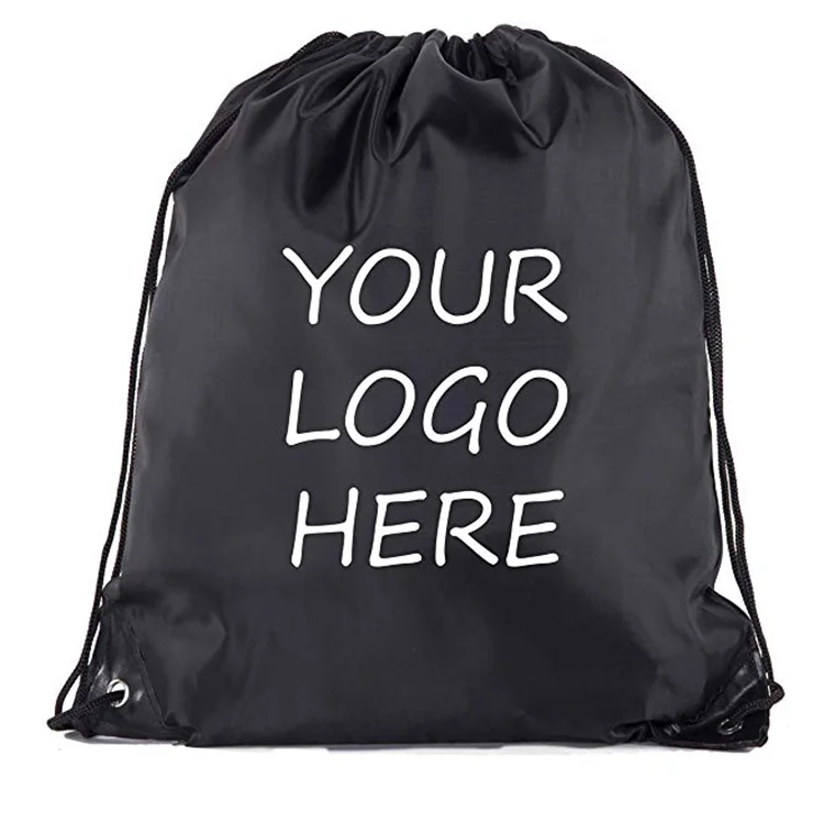 Wholesale 210d Polyester Drawstring Backpack Printed Drawstring Bag With Zipper Pocket