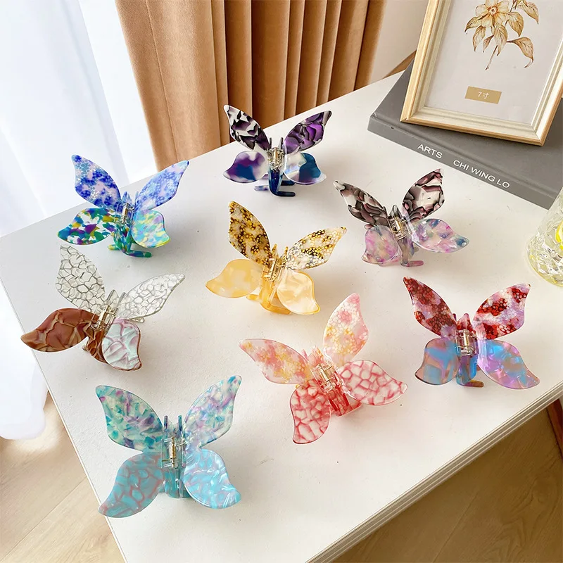 Wholesale New Designer Colorful Butterfly Hair Clip Fashion Large Shark Clip  Metal Butterfly Hair Claw for Women Hair Accessories From m.