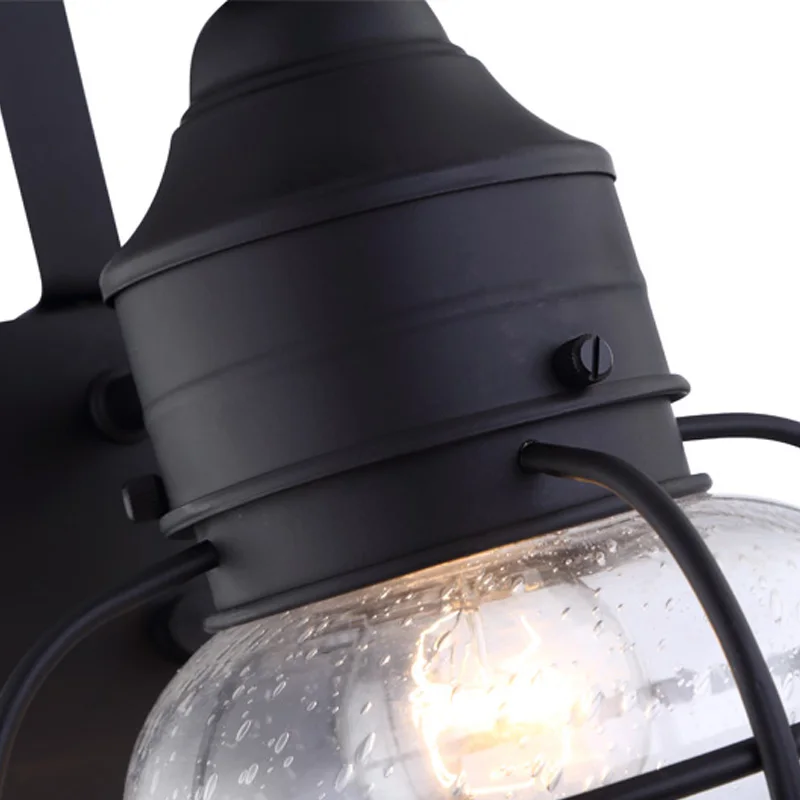 Luxury traditional LED outdoor light garden Waterproof seeded glass outdoor wall light