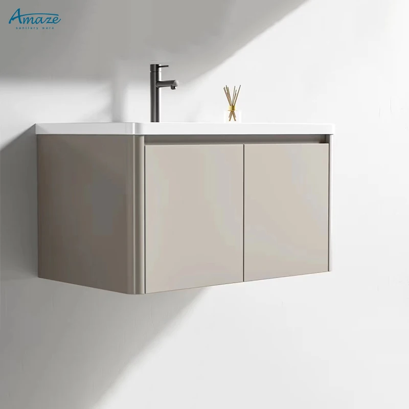 Modern style stainless steel wall-mounted vanity wash basin bathroom cabinet with mirror manufacture