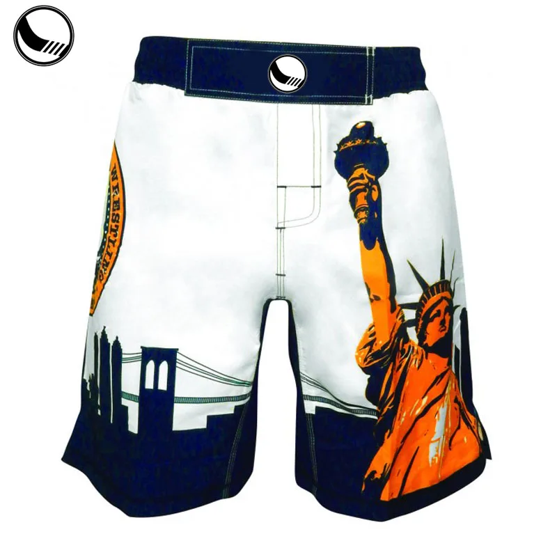 BETHERIVAL Unisex Heat-Transfer Printing Reinforced Stitching Black Karate MMA Quick Dry 100% Polyester Shorts