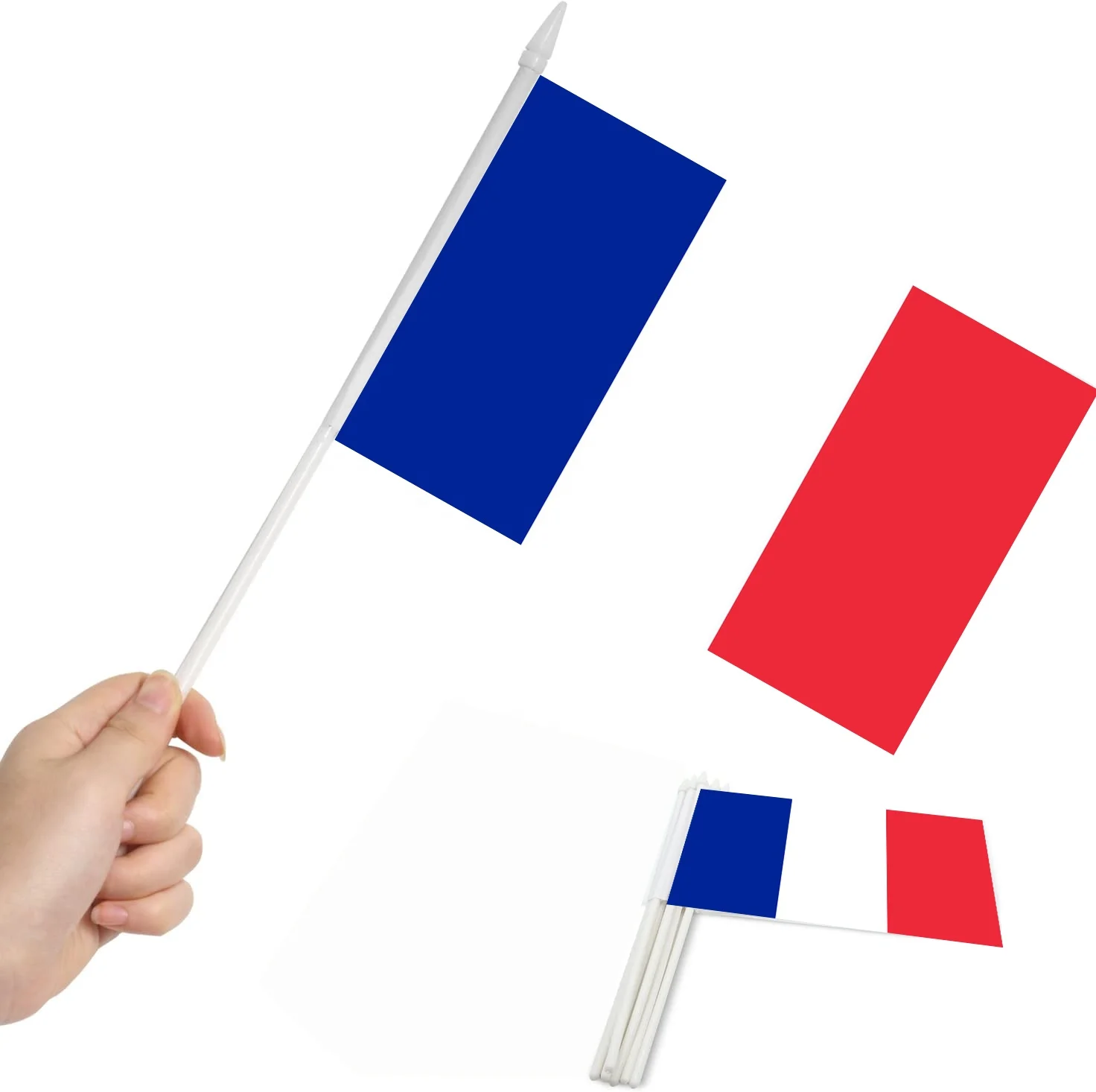 Cờ que Pháp lớn là một phụ kiện không thể thiếu cho những người yêu nước và đang muốn tạo sự kiện đặc biệt. Những cờ que lớn đầy màu sắc sẽ làm cho bất kỳ buổi tiệc hay sự kiện nào trở nên trang trọng và đáng nhớ hơn. Nhấp vào hình ảnh và sở hữu một cờ que Pháp lớn để tôn vinh đất nước.