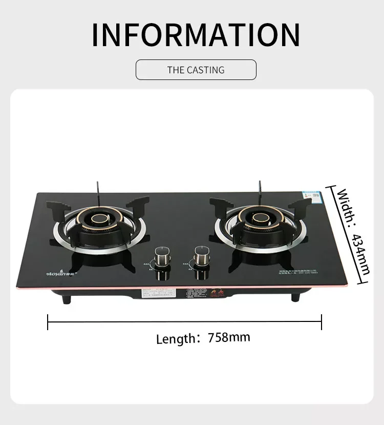 Auto Ignition Gas Cooker Burner Black Tempered Glass Table Gas Cooker