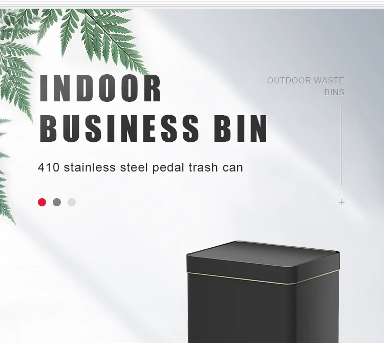 Indoor 50l Large Capacity Hotel Trash Can Open Top Stainless Steel Rectangle Waste Bin With