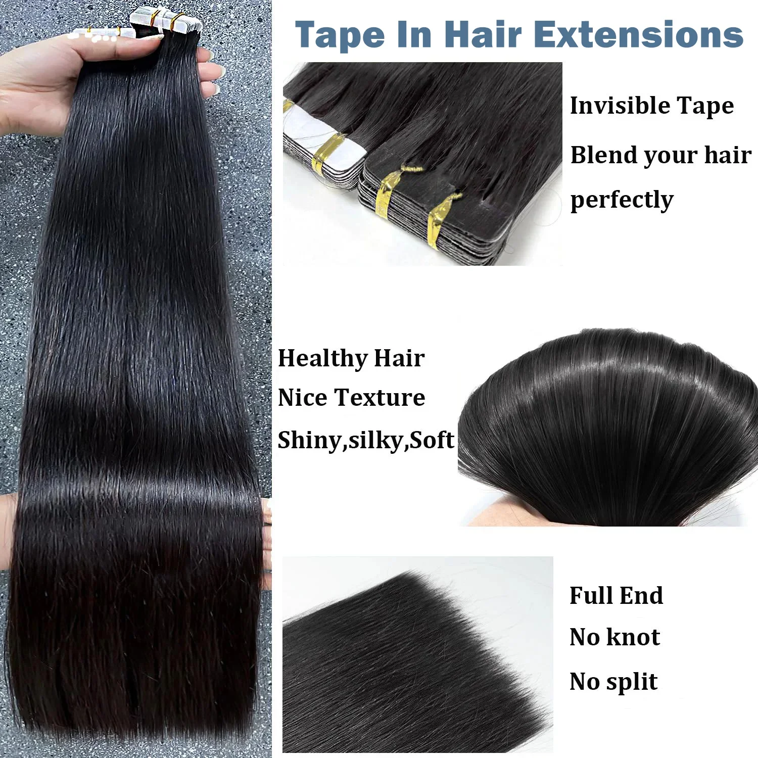 Tape in Haarverlängerungen glattes menschliches Haar brasilianisches 20 Stück für Frauen Tape ins_voghion.com