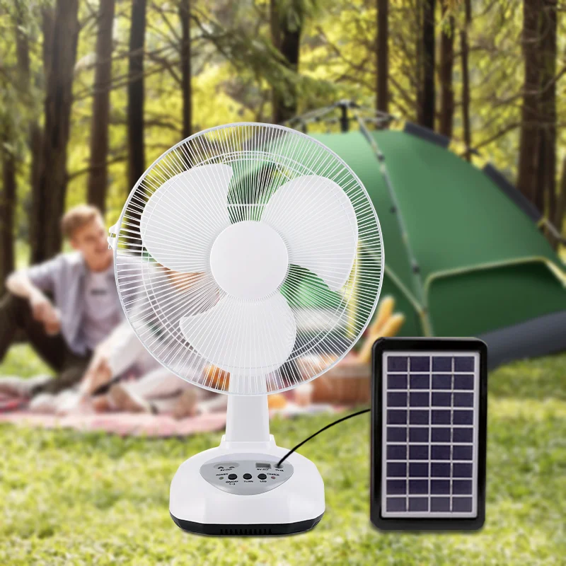Ventilateur De Camping Rechargeable Avec Lumière - Portable, Pliable, Silencieux - Alimentation Solaire Ou Batterie Pour Tente, Jardin, Panne - 5