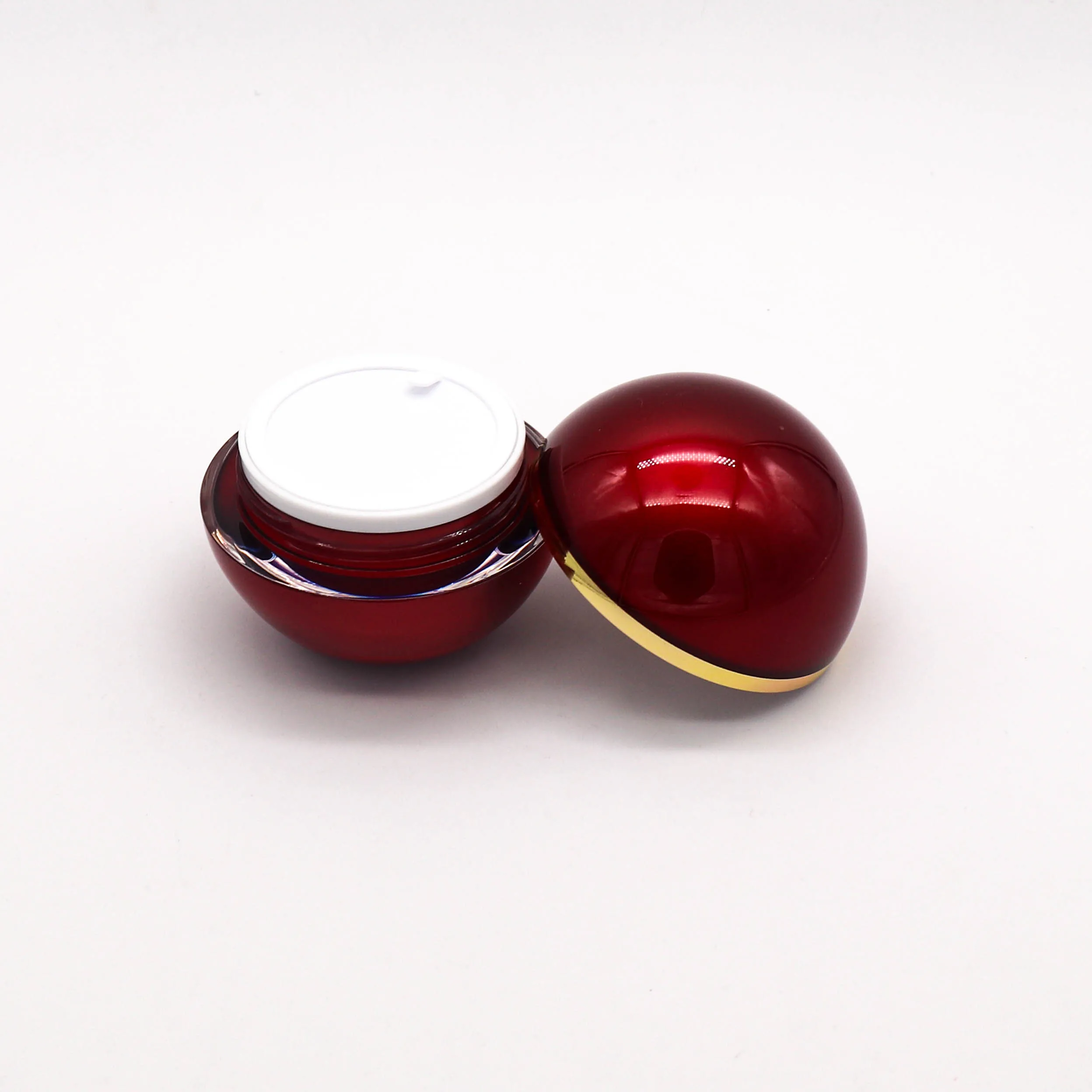 50ml Cosmetic Containers Round Ball Shape Red Acrylic Jar Plastic Cosmetic Packaging