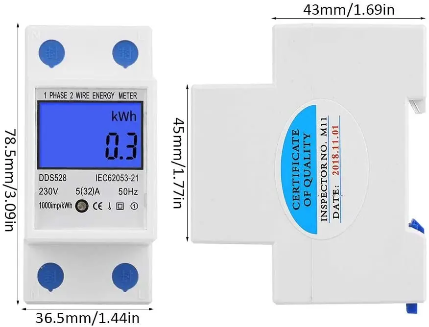 Electric Meters Kwh Meters Single Phase Energy Meter with LCD Backlight Digital Display for Measure Electric