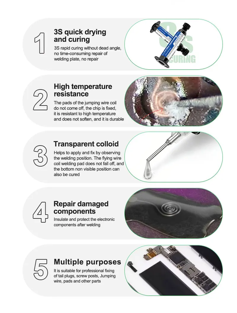 RELIFE RL-UVH902T 3S Fast Curing Transparent Solder Mask Oil UV Curable High Temp Resistant Oil for Phone Jump Wire Repair