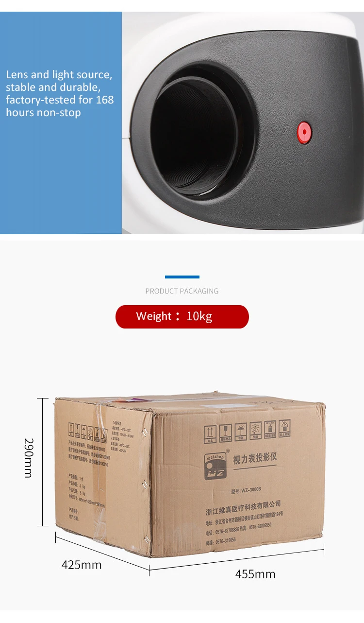 Rightway Brand Auto Chart Projector WZ3000B Ophthalmic Eye Auto Chart Projector Complete 3D polarized Red and Green Lens