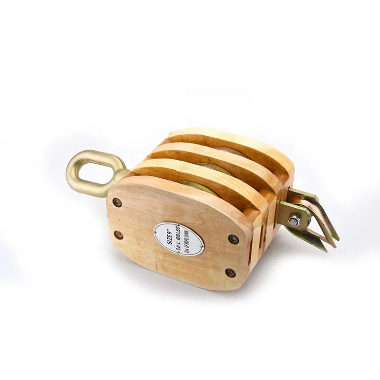 Wooden Block Single Sheave with Becket