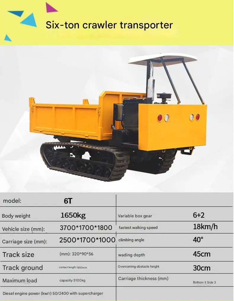 Newest Design Crawler Dump Truck ransporte FactoryWholesale Tracked Crawler Dump TruckDumper for Transport and Loading Farm with
