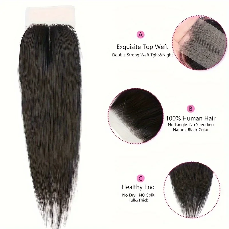 Gerade Spitze Verschluss 100% Echthaar T Teil Perücke Günstige brasilianische Remy natürliche Farbe_voghion.com