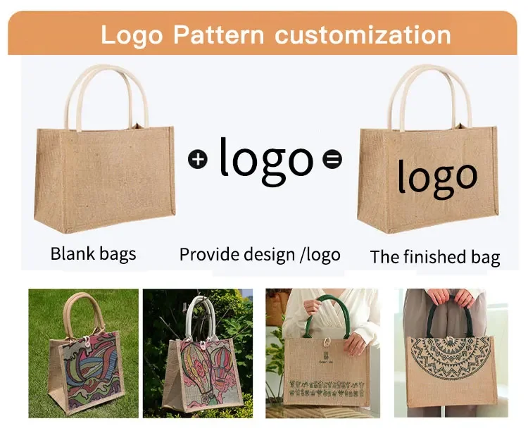 Wholesale Custom Jute Canvas Tote Bag Large Capacity Tote Gift Eco ...