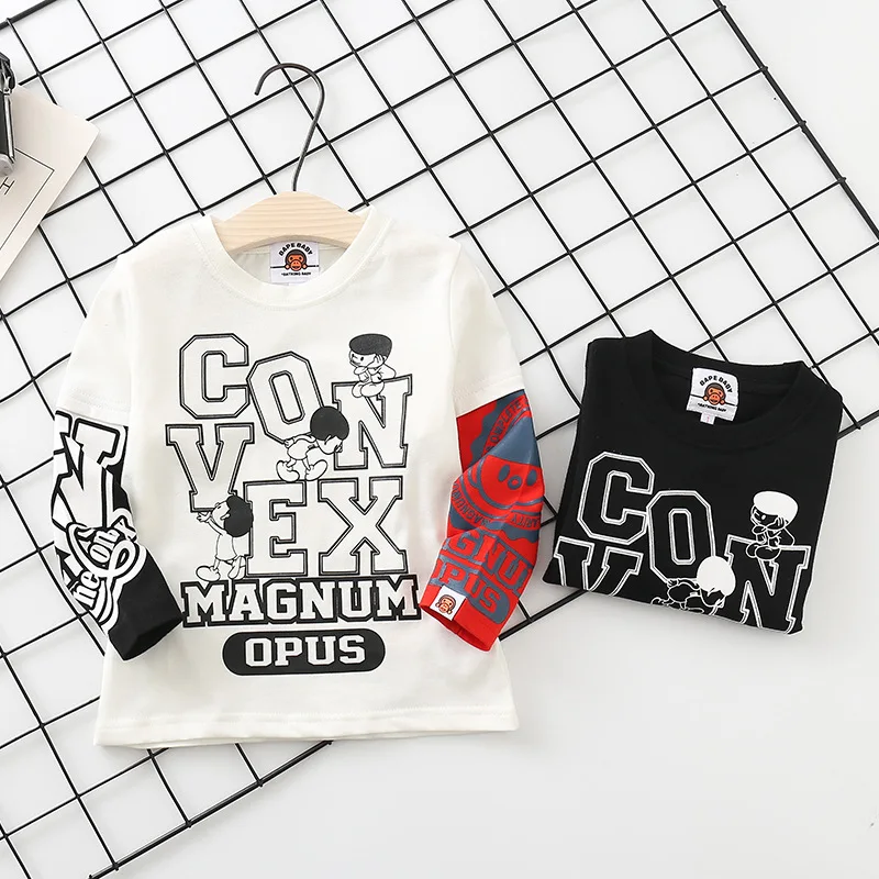 
 Весенняя Новинка 2021, хлопковая рубашка Sunny Baby для мальчиков, Детская футболка с длинным рукавом, корейский топ  