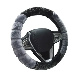 Super Soft Winter Plush Steering Wheel Cover Creative Stitching Universal Warm Faux Fur Auto Handlebar Convenient Steering-Wheel