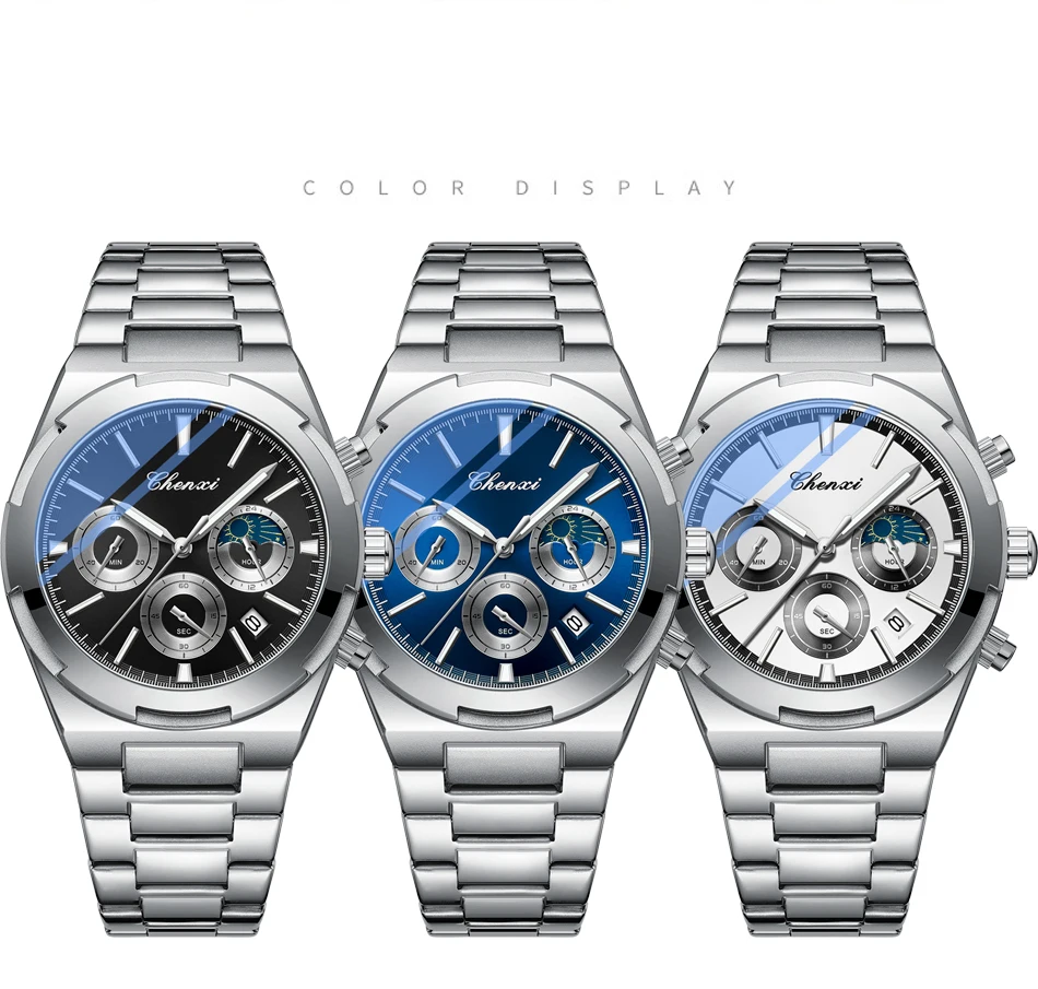 Chenxi 956 Luxury Chronograph Watch for Men - Stainless Steel