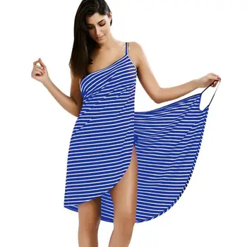 Plus Size Home Textile Towel Women Robes Bath Wearable Stripe Towel Dress Girls Fast Drying Beach Spa Magical Nightwear Sleeping