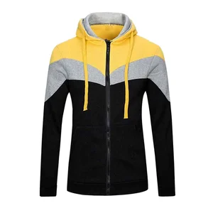 Men's Unique Design Zipper-Up Casual Solid Long Sleeve Loose Hoodie Jacket Winter ODM with Digital Printing Lined Collar