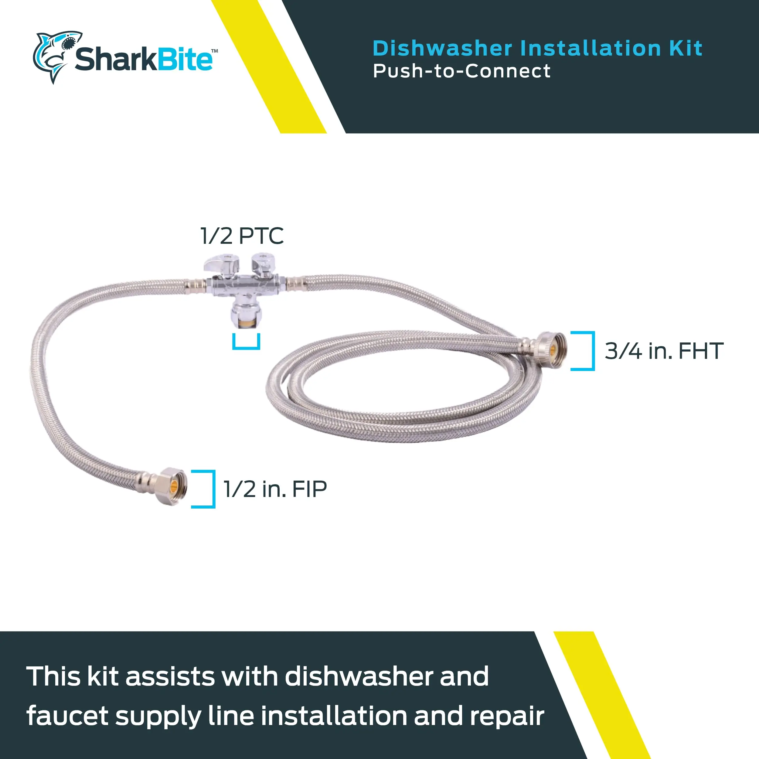 1/2'' Brass Pushtoconnect X 3/4 Inch Fht 60 Inch Dishwasher X 1/2
