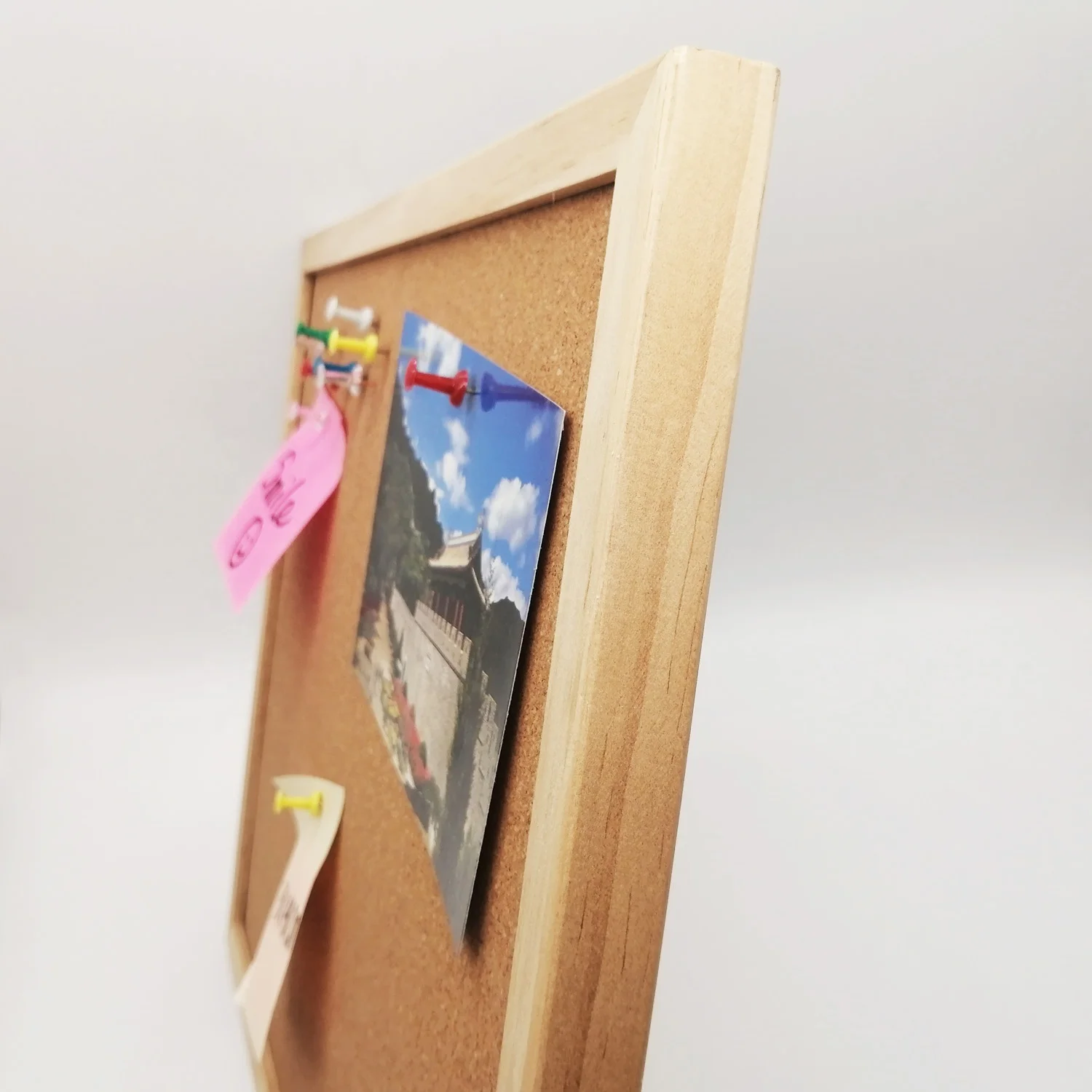 Standard Size 30cm Wooden Frame Cork Bulletin Board Notice Push Pins for Office Home School Message EMDA Brand Model 1540031