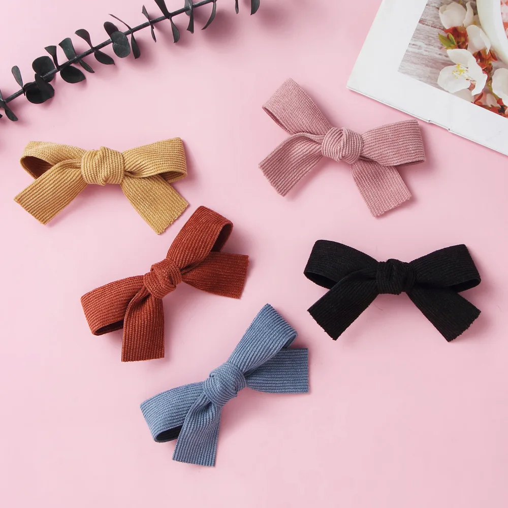 Newborn Kid Velvet Knotted Bow Hair Clip Solid Color Baby Hairpin Girl Barrettes