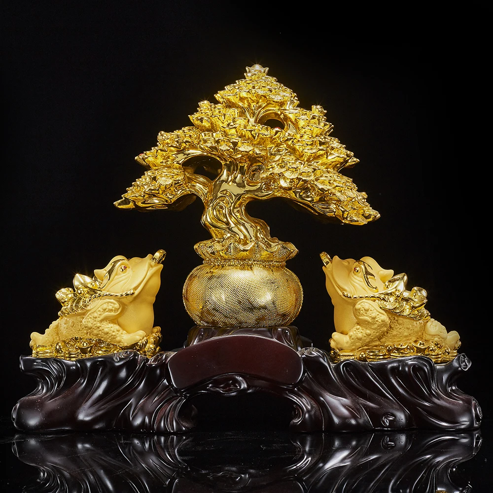 Custom Designed Wealthy Golden Toad Sand Gold Folk Art Style Resin Home Decoration 3D Craft for All Kinds of Ornaments