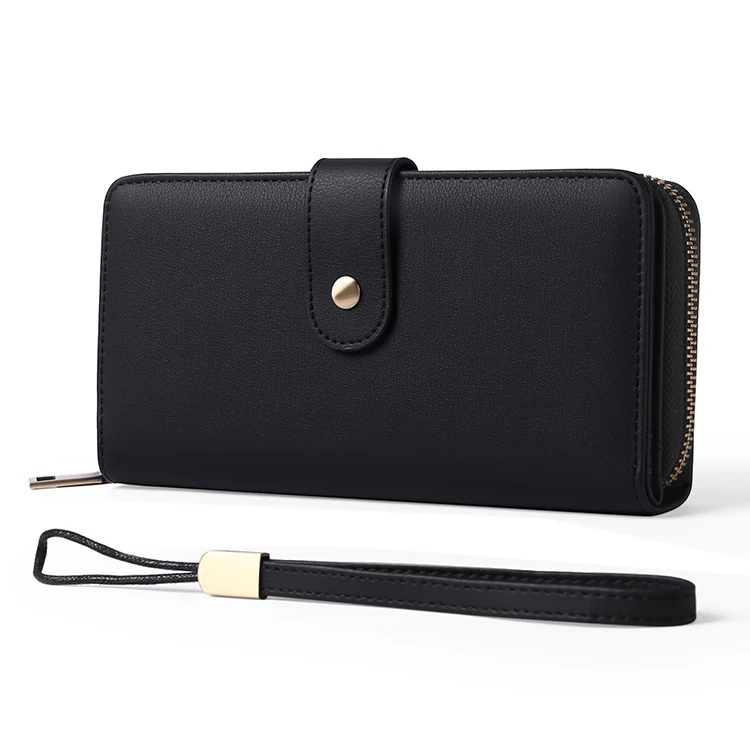2023 Wholesale Custom Women Rfid Blocking Leather Clutch Wristlet Large