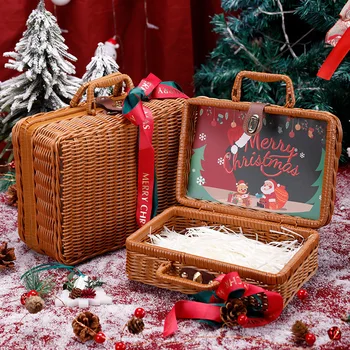 Christmas 2024 rattan gift box set hand held baskets cup towel essentials for wedding women beauty girls