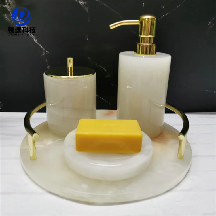 New Arrival Hotel Decoration White Onyx Bathroom Accessories Set Buy