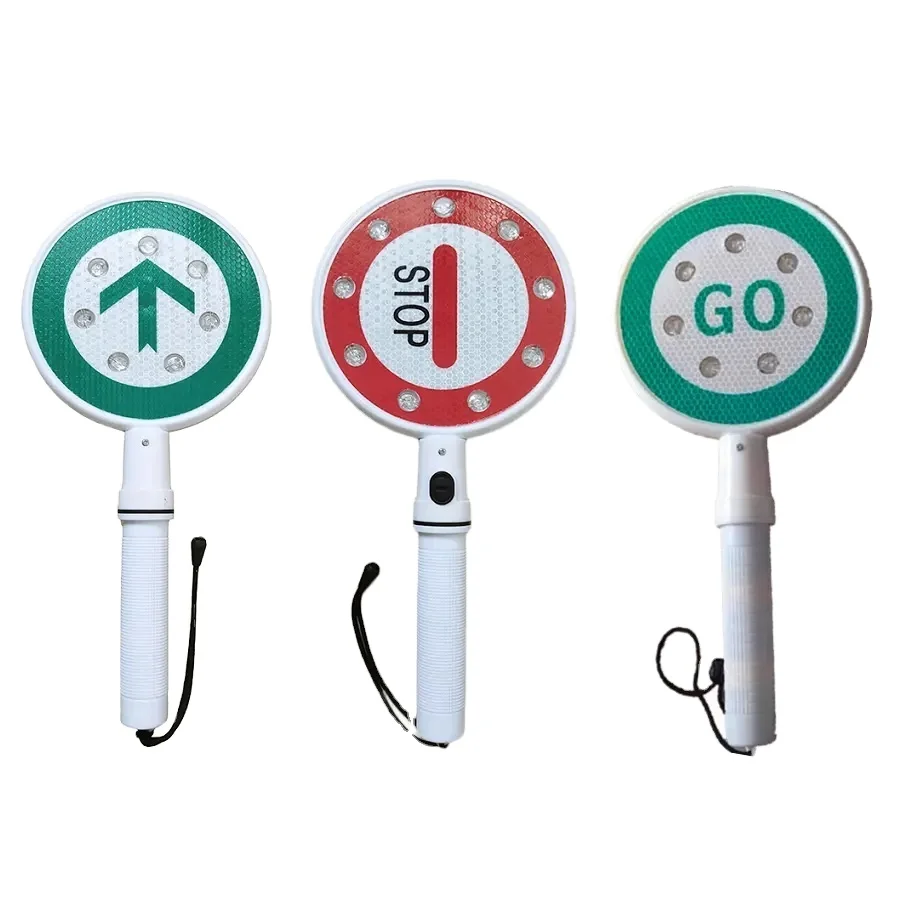 ハンドホールドLED警告ストップパドルサイン、交通制御