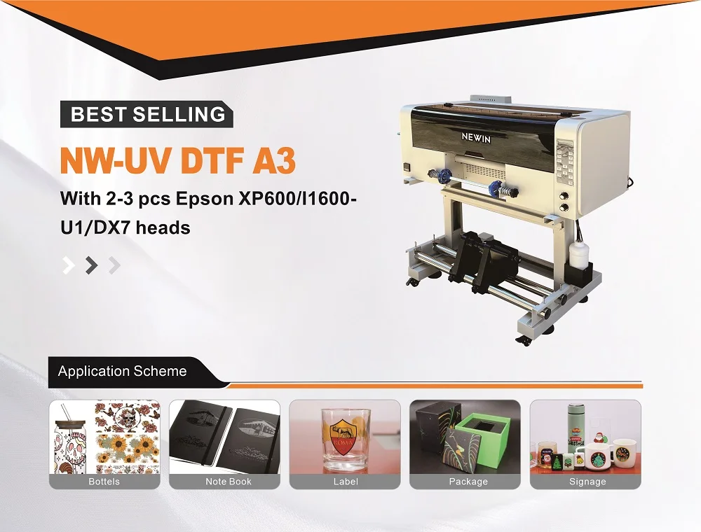 A3紫外DTF打印机外贴纸打印带Xp600头手机套玻璃圆筒瓶
