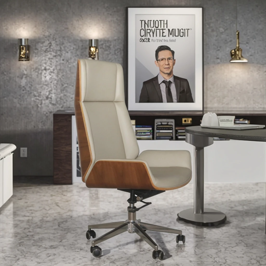 Mid Back Office Task Chair PU Leather Surface Fixed Tilt Angle Ergonomics Support 5