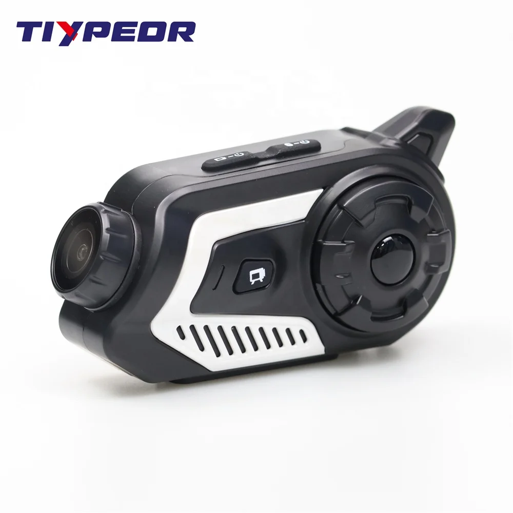 TIYPEOR Motorcycle Bluetooth Intercom Recorder Hi-Res Sound Quality Group Intercom Headset Cycling Recorder