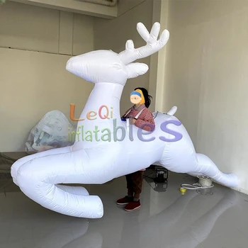Christmas Festival Parade Performance Inflatable Reindeer Costume Led Lighting Blow up Elk Deer Costume for Events