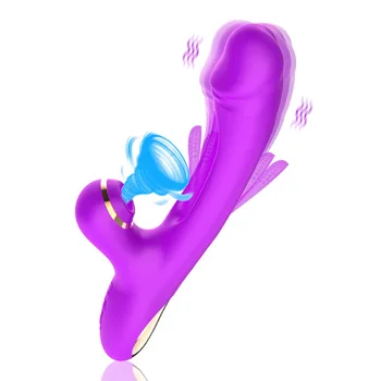 Dingfoo 3 in 1 Tongue Licking Sucking Dildo Clitoris Licking Vibrator Thrusting Rabbit vibrator
