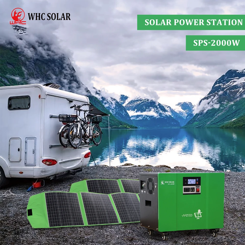 WHC Solar 2000W Portable Power Station Solar Generator 220v Supply Energy Storage