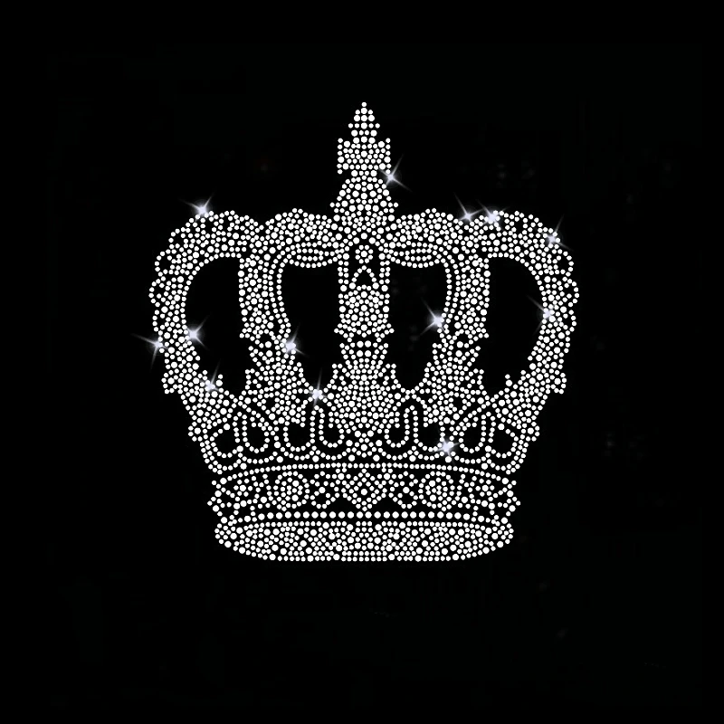 crystal crown design iron on transfer applique motifs strass rhinestone logo for fabric