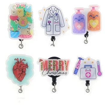 Custom Mix Style Scrub Life Nursing Student Acrylic Plastic Badge Holder Nurse Doctor Badge Reel Gifts Accessories